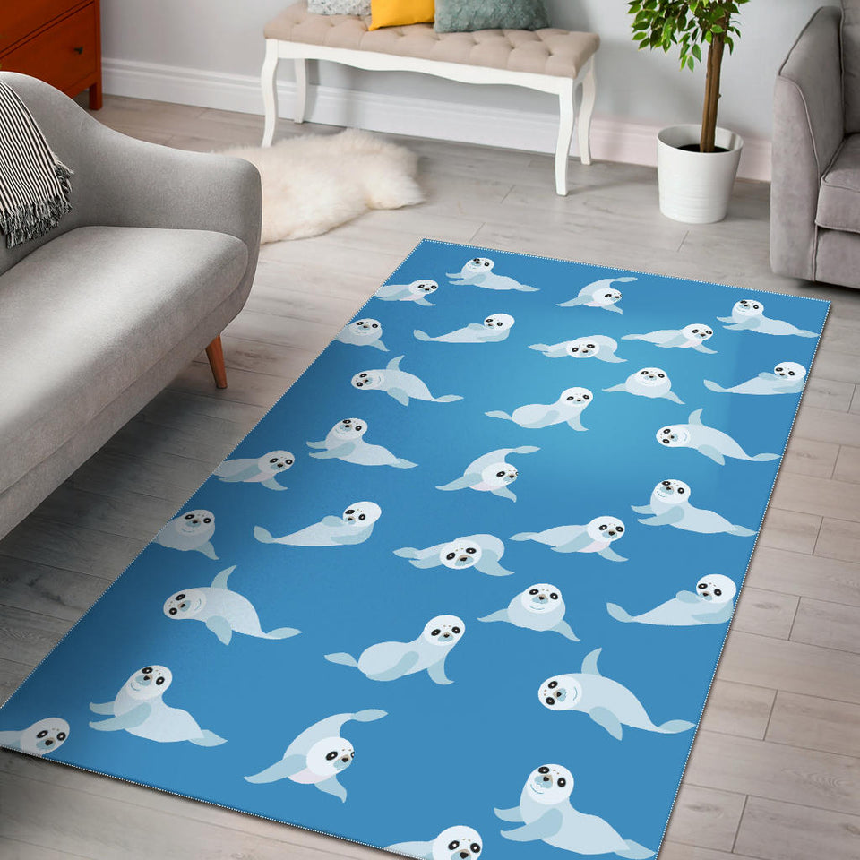 Cute Sea Lion Seal Pattern Background Area Rug