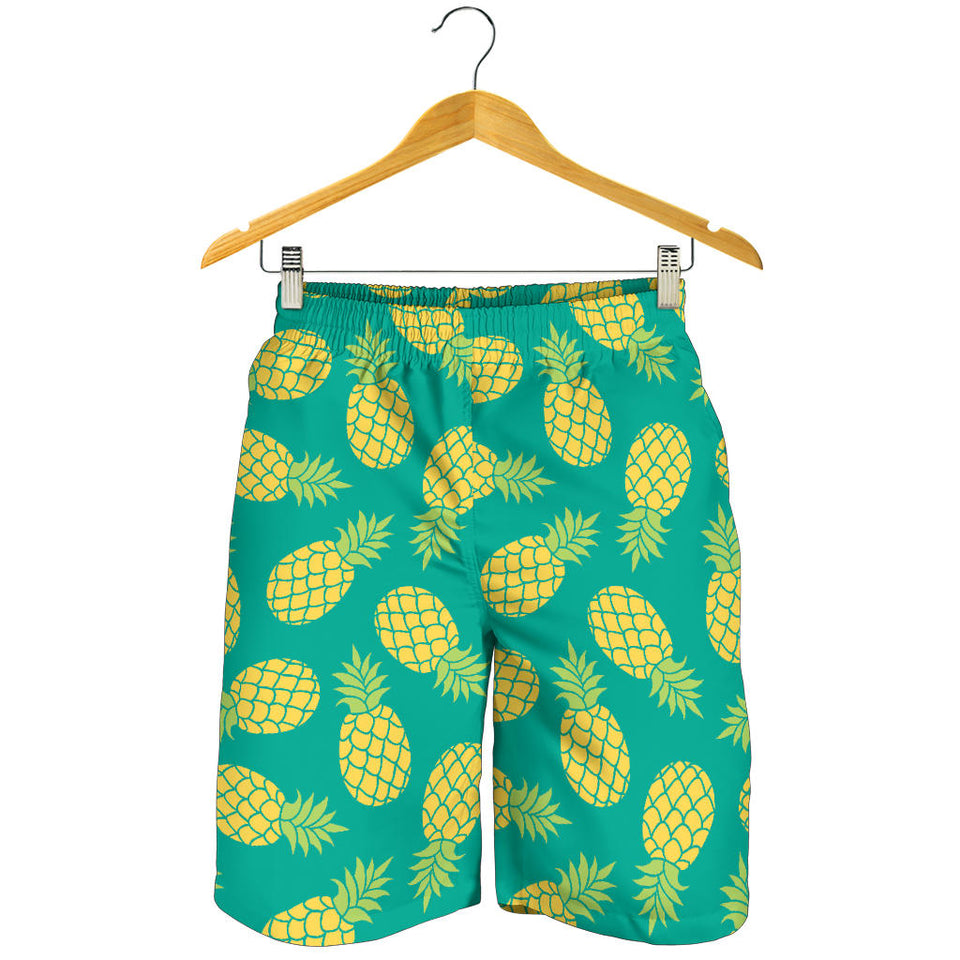 Pineapples Pattern Green Background Men Shorts