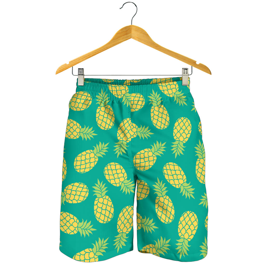 Pineapples Pattern Green Background Men Shorts