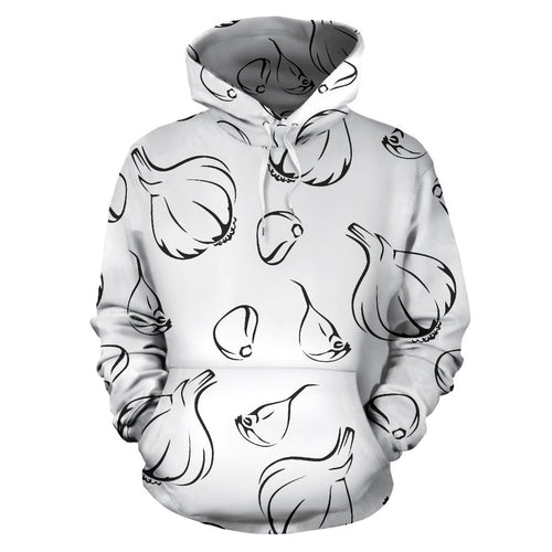 Garlic Pattern Black White Men Women Pullover Hoodie