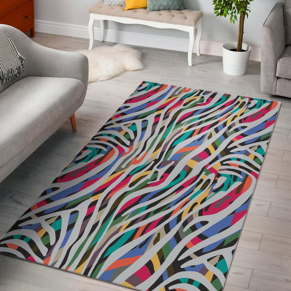 Colorful Zebra Skin Pattern Area Rug
