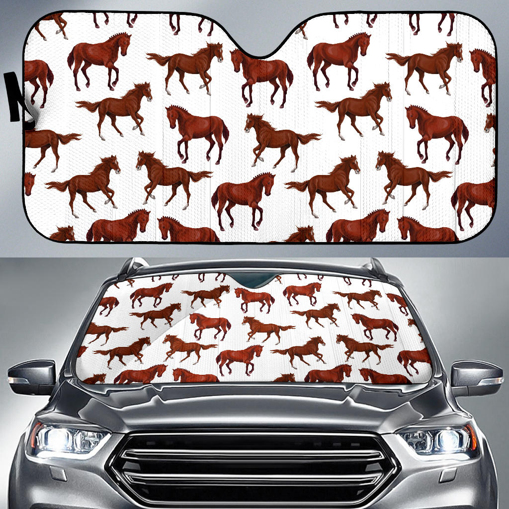 Horses Running Pattern Background Car Sun Shade