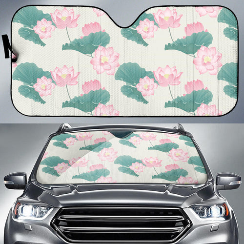 Pink Lotus Waterlily Leaves Pattern Car Sun Shade