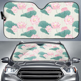 Pink Lotus Waterlily Leaves Pattern Car Sun Shade