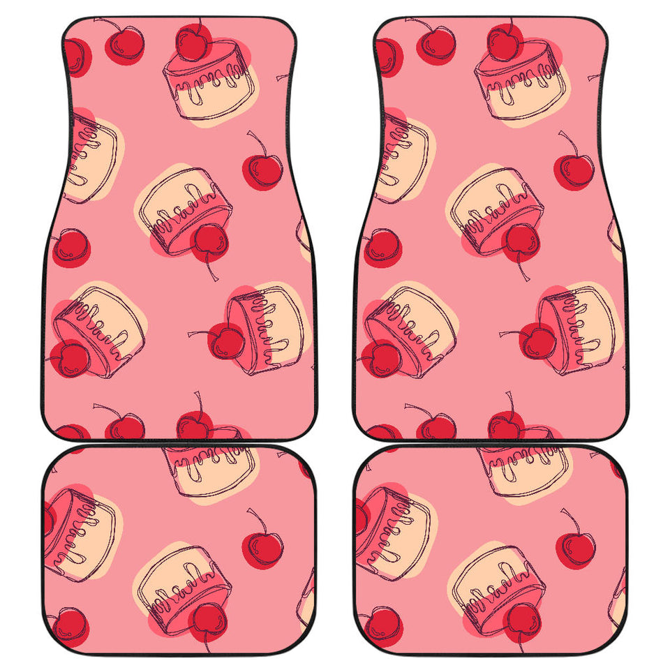 Cake Cherry Pattern Front And Back Car Mats