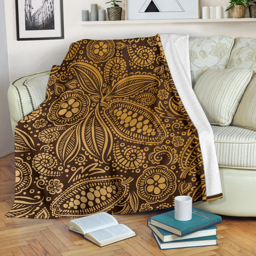 Cocoa Beans Tribal Polynesian Pattern Background Premium Blanket