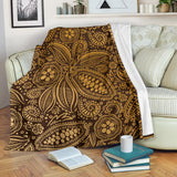 Cocoa Beans Tribal Polynesian Pattern Background Premium Blanket