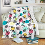 Dragonflies Ginkgo Leaves Pattern Premium Blanket