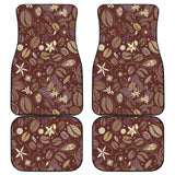 Coffee Bean Flower Pattern Front And Back Car Mats