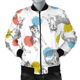 Siberian Husky And Colorful Circle Pattern Men'S Bomber Jacket