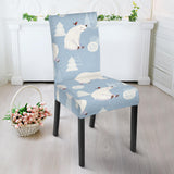 Cute Polar Bears Christmas Decoration Pattern Dining Chair Slipcover