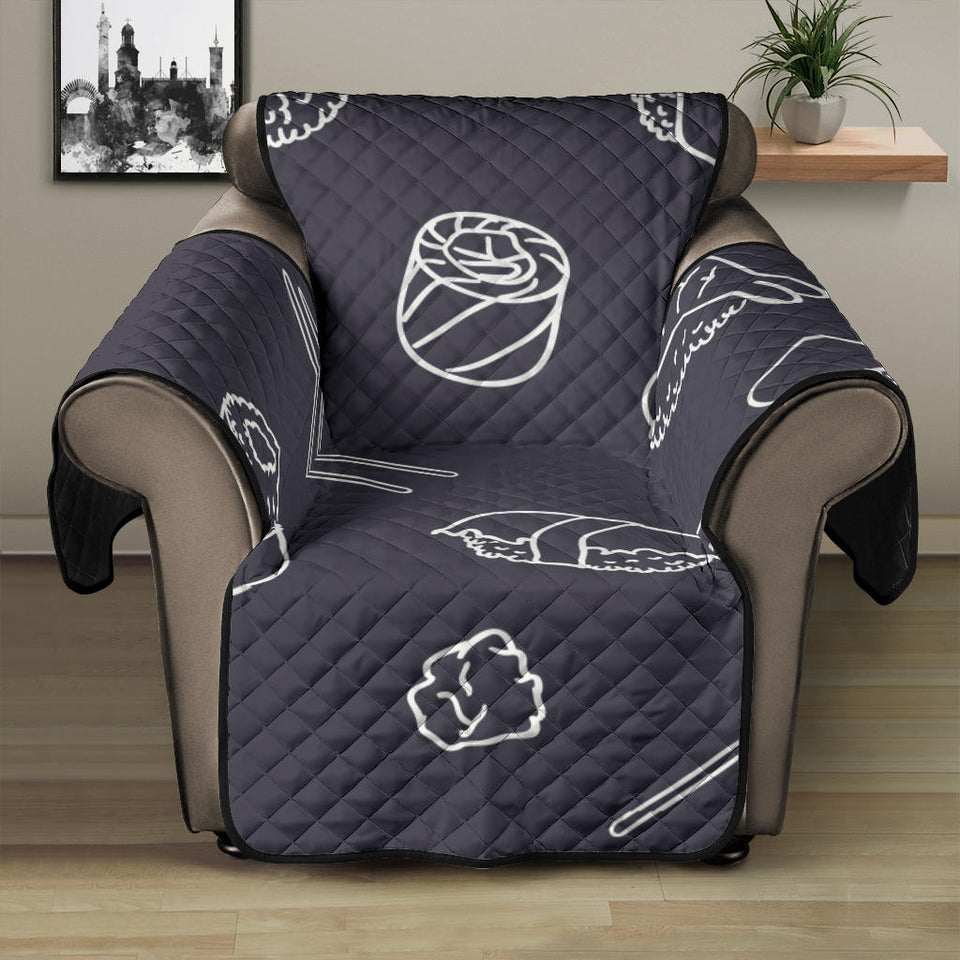 sushi pattern black background Recliner Cover Protector