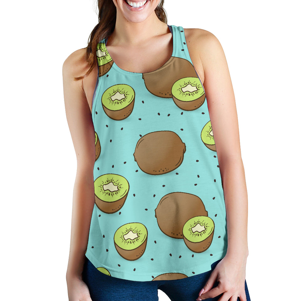 Kiwi blue background Women Racerback Tank Top