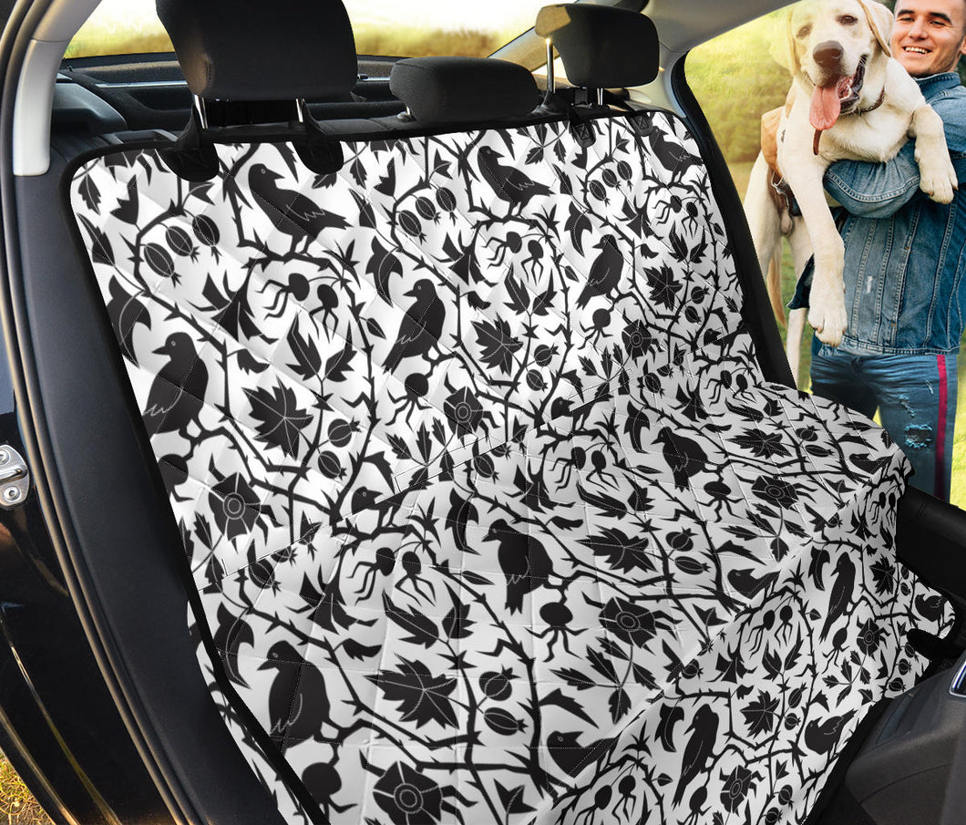 Crow Dark Floral Pattern Dog Car Seat Covers