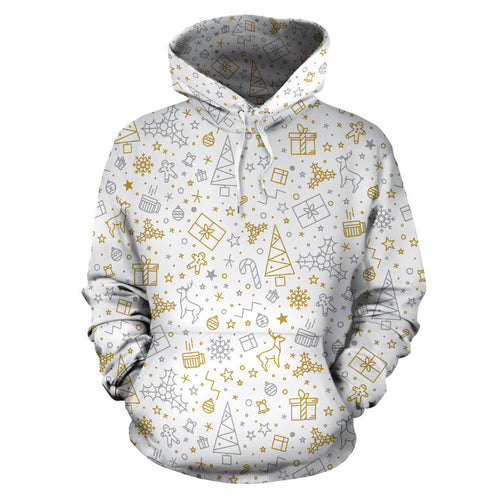 Christmas Tree Christmas Element Silver Gold Pattern Men Women Pullover Hoodie