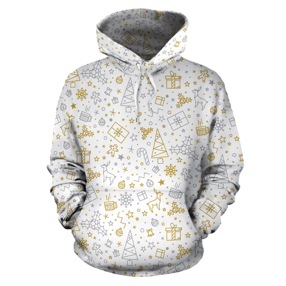 Christmas Tree Christmas Element Silver Gold Pattern Men Women Pullover Hoodie