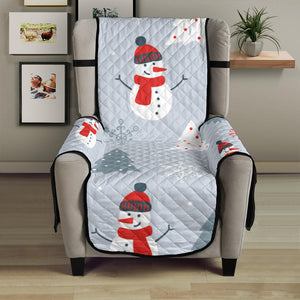 Snowman christmas  tree snow gray background Chair Cover Protector