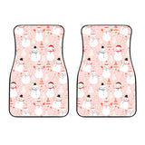 Cute Snowman Christmas Tree Snowpink Background Front Car Mats