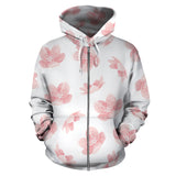 Pink Sakura Cherry Blossom Pattern Zip Up Hoodie