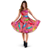 Colorful Wrapped Candy Pattern Sleeveless Midi Dress