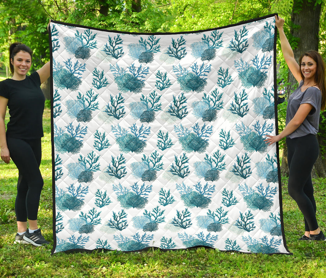 Coral Reef Pattern Print Design 04 Premium Quilt