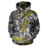 Hand Drawn Dragonfly Pattern Zip Up Hoodie