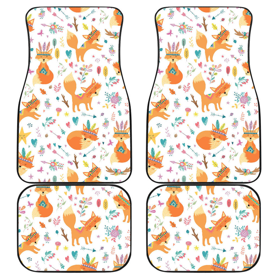 Cute Tribal Fox Pattern Front And Back Car Mats