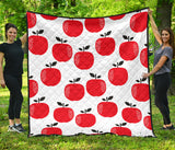 Red Apples White Background Premium Quilt