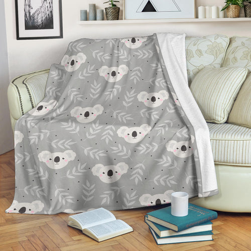 Cute Koala Leaves Pattern Premium Blanket