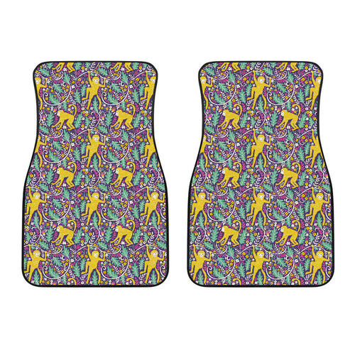 Cute Yellow Monkey Leaves Pattern Front Car Mats