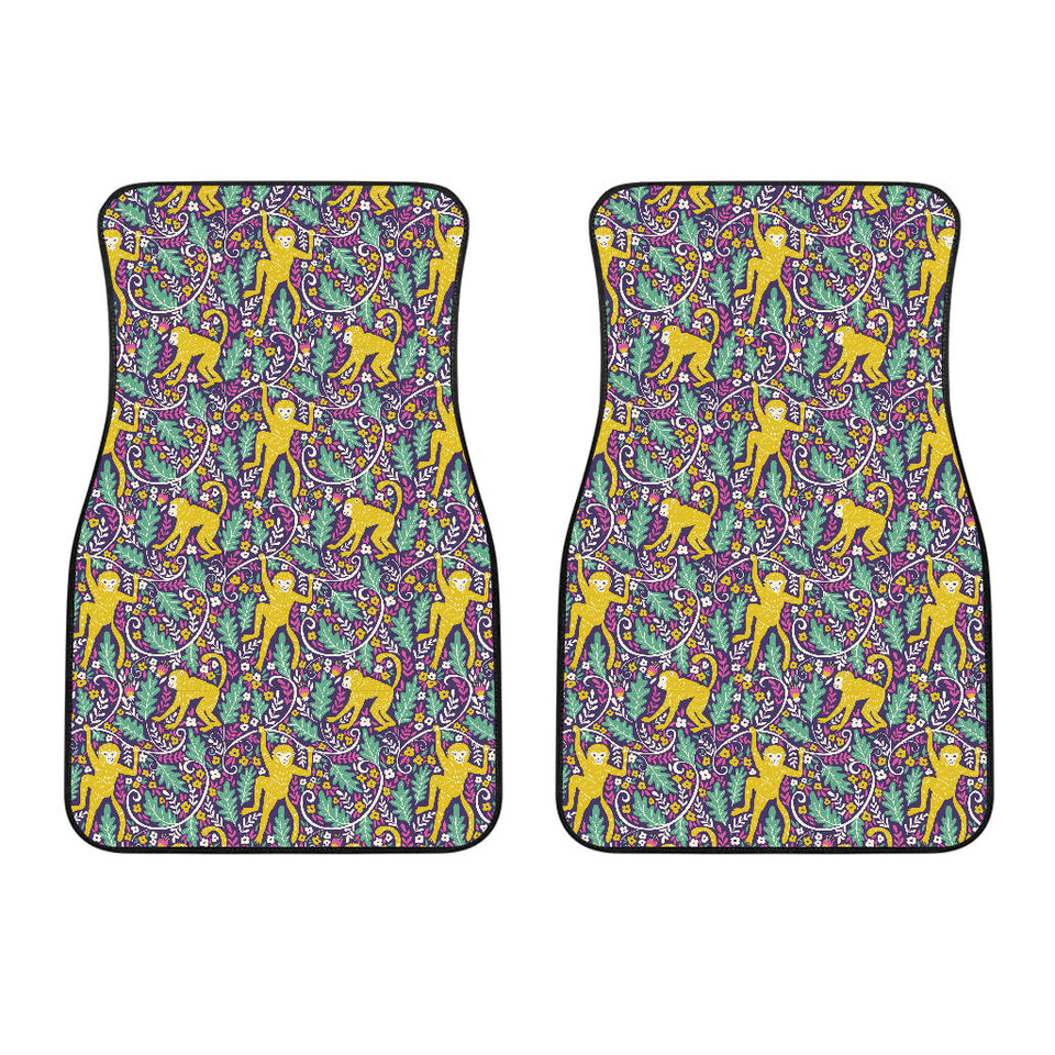 Cute Yellow Monkey Leaves Pattern Front Car Mats