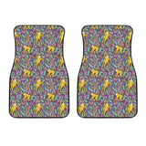 Cute Yellow Monkey Leaves Pattern Front Car Mats