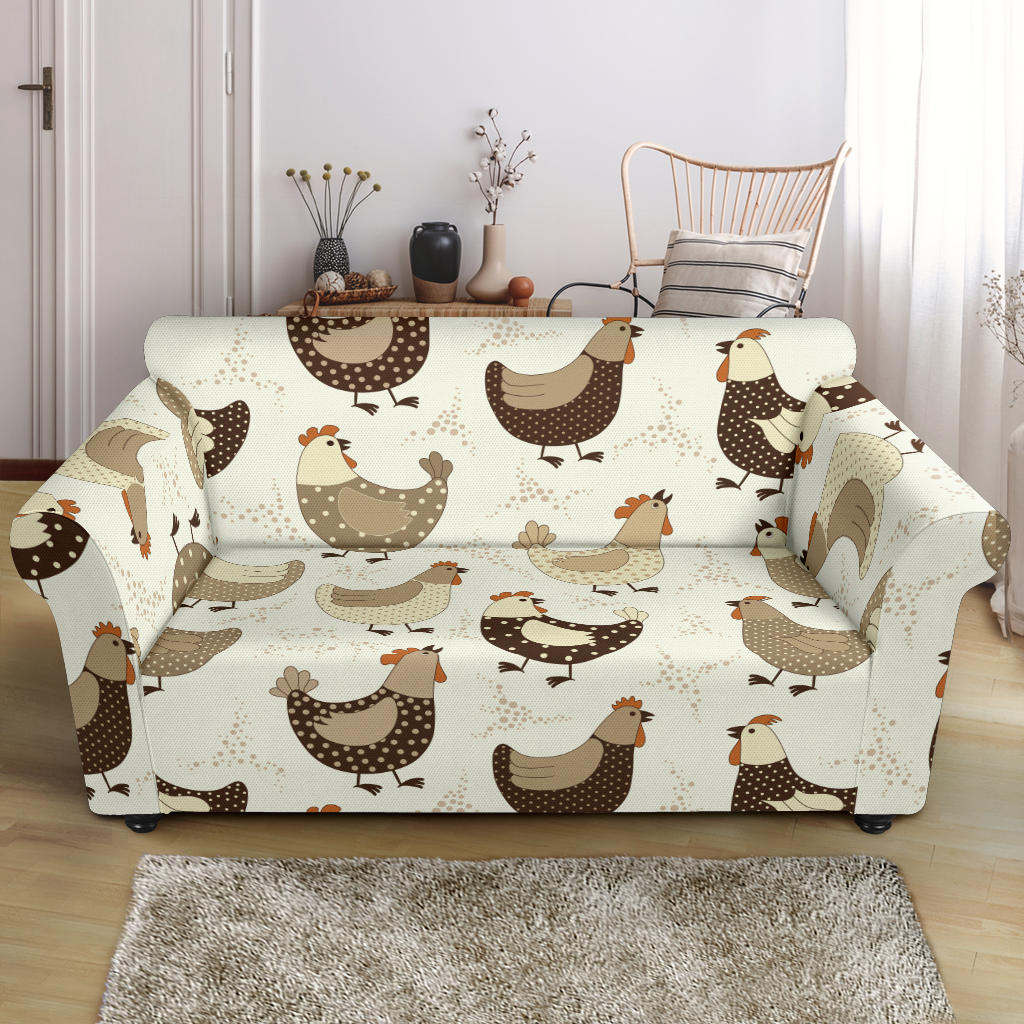 Cute Rooster Chicken Cock Loveseat Couch Slipcover