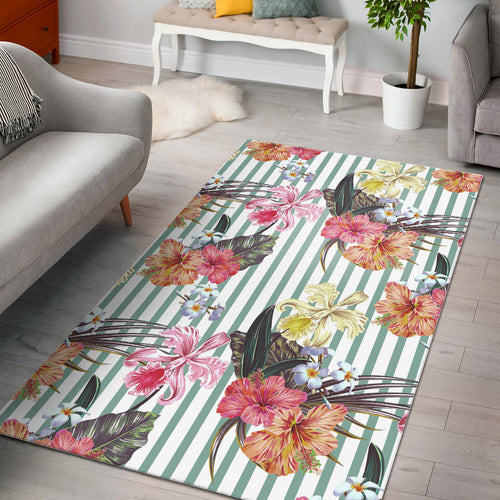 Colorful Orchid Flower Pattern Area Rug