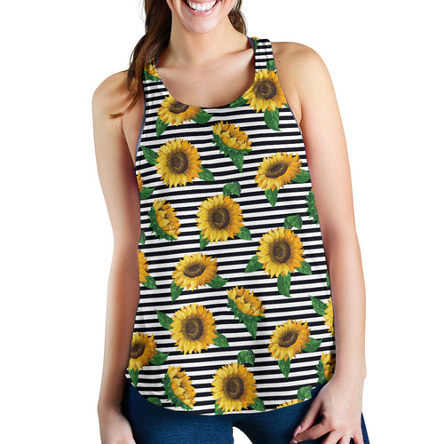 sunflowers ribbon background Women Racerback Tank Top