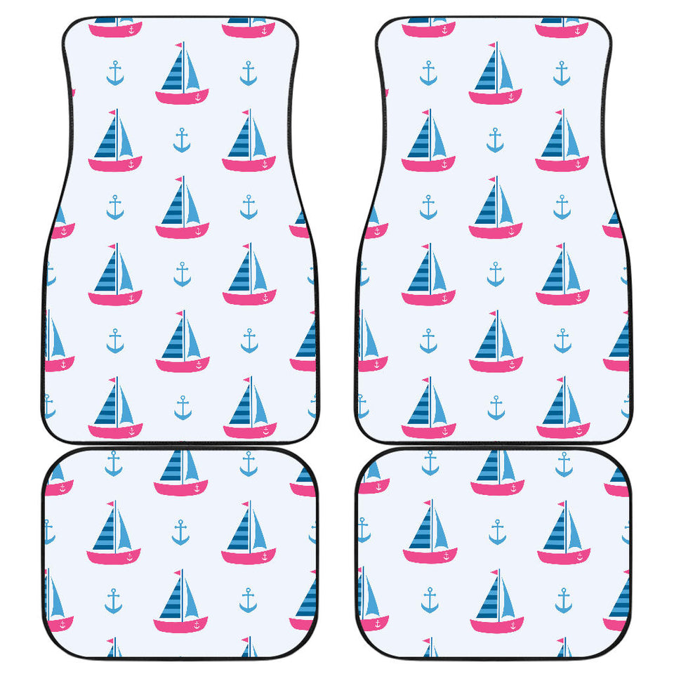 Sailboat Anchor Pattern Front And Back Car Mats