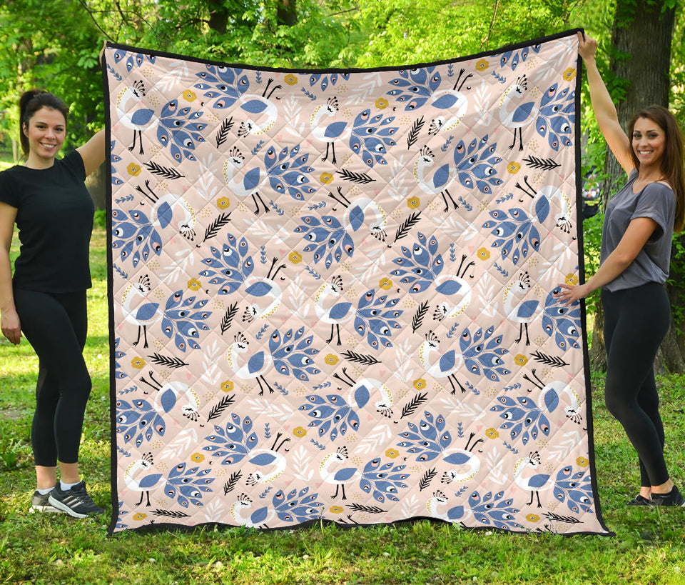 Cute Peacock Pattern Premium Quilt