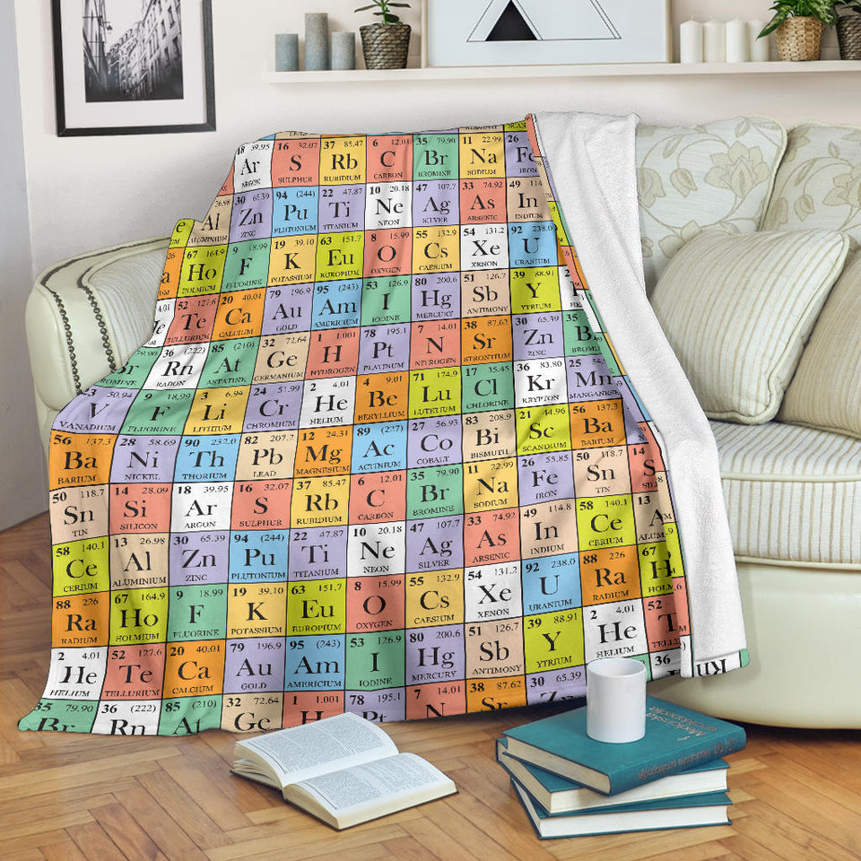 Chemistry Periodic Table Pattern Print Design 01 Premium Blanket