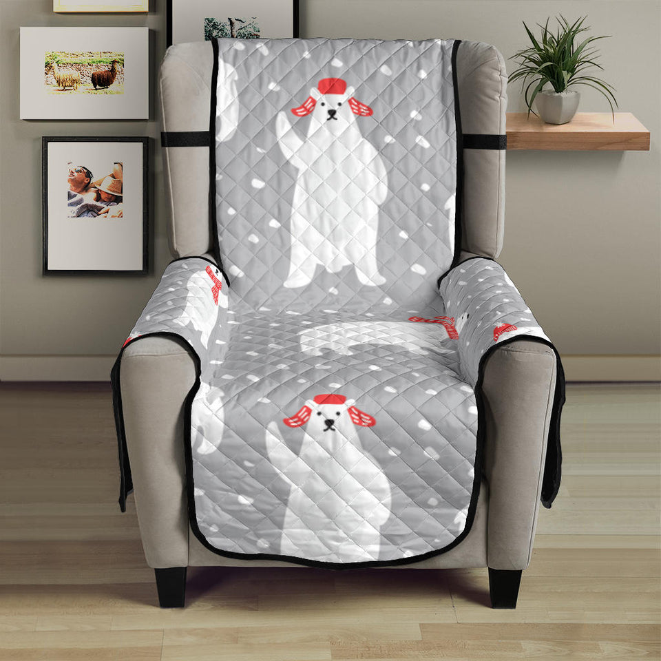 Cute polar bear christmas snow pattern Chair Cover Protector