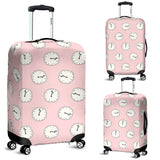 Clock Pattern Pink Blackground Luggage Covers