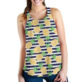 Pineapples pattern striped background Women Racerback Tank Top