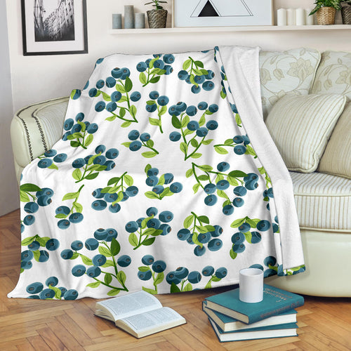 Blueberry White Background Premium Blanket