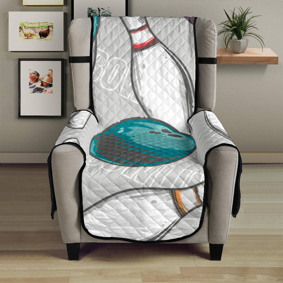 Bowling ball and pin gray background Chair Cover Protector