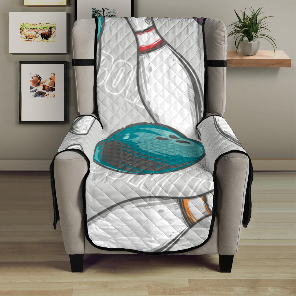 Bowling ball and pin gray background Chair Cover Protector