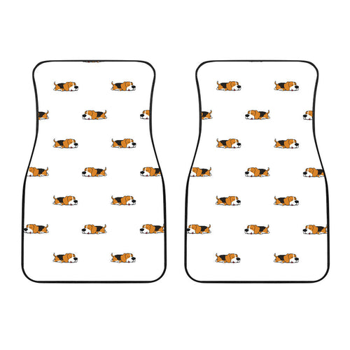 Cute Beagle Dog Sleeping Pattern  Front Car Mats