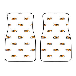 Cute Beagle Dog Sleeping Pattern  Front Car Mats