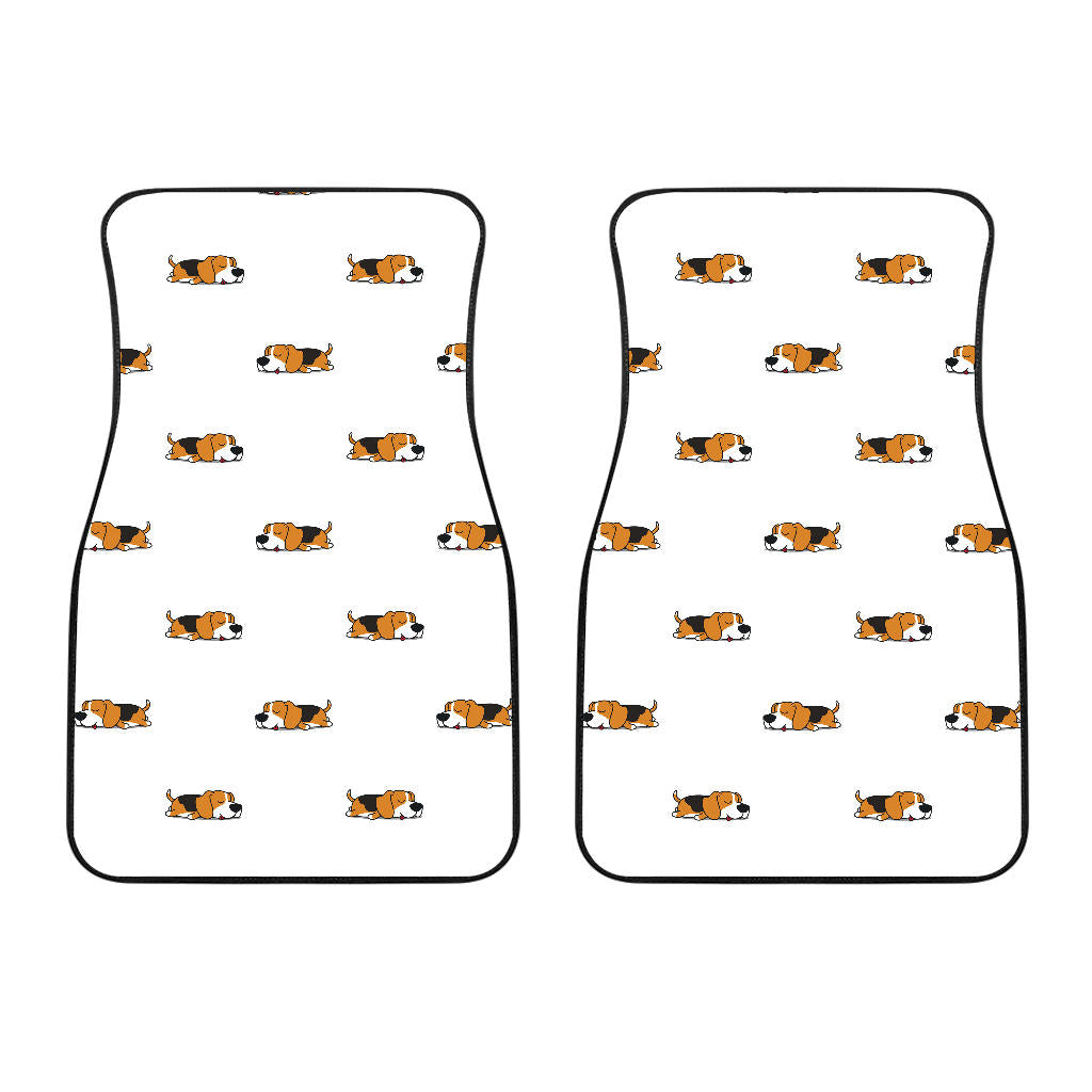 Cute Beagle Dog Sleeping Pattern  Front Car Mats