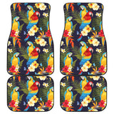 Colorful Parrot Flower Pattern Front And Back Car Mats