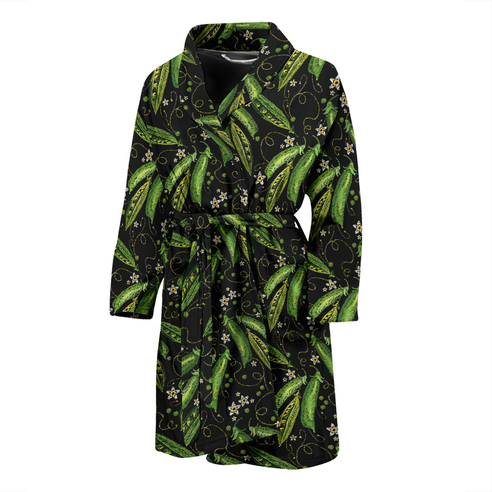 Green Peas Pattern Print Design 02 Men's Bathrobe