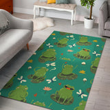 Cute Frog Dragonfly Design Pattern Area Rug